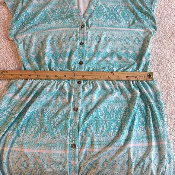 Cabana Life Dress Womens Sz L Maxi button up paisley V Neck Tiered UPF Cover up - Picture 10 of 11